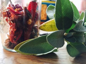 Chili für die Pasta, Salbei für die Butter.